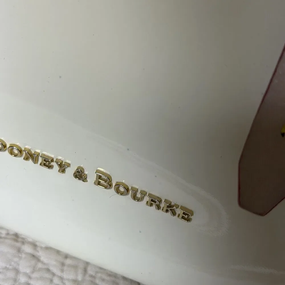 Dooney & Bourke Janine Patent Leather Satchel Purse Bag Cream Brown
